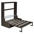 thumbnail image 3 of Queen Size Murphy Bed with Cushion,87″ High Wall Bed with Upholstered Headboard,Espresso, 3 of 9