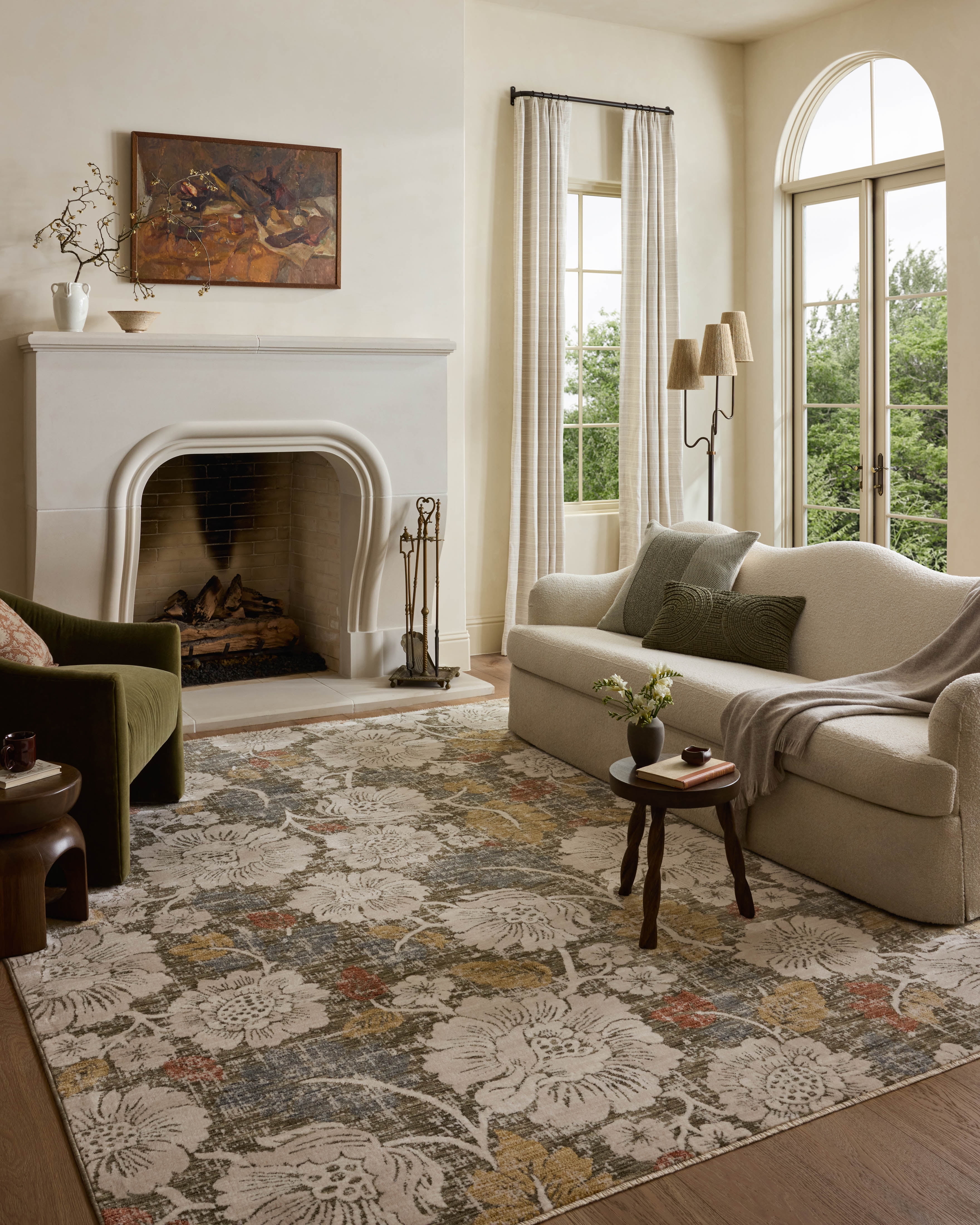 Loloi Eileen Olive / Multi 3'-0" x 3'-0" Round Accent Rug