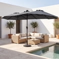 thumbnail image 4 of Costway 13 FT Double-Sided Patio Umbrella with Solar Lights, 36 LED Lights, Crank Handle Gray, 4 of 10