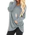 thumbnail image 3 of KIHOUT Hauts pour Femmes Printemps Hiver Mode Manches Longues Décontractées Col Rond T-Shirt Blouse, 3 of 9
