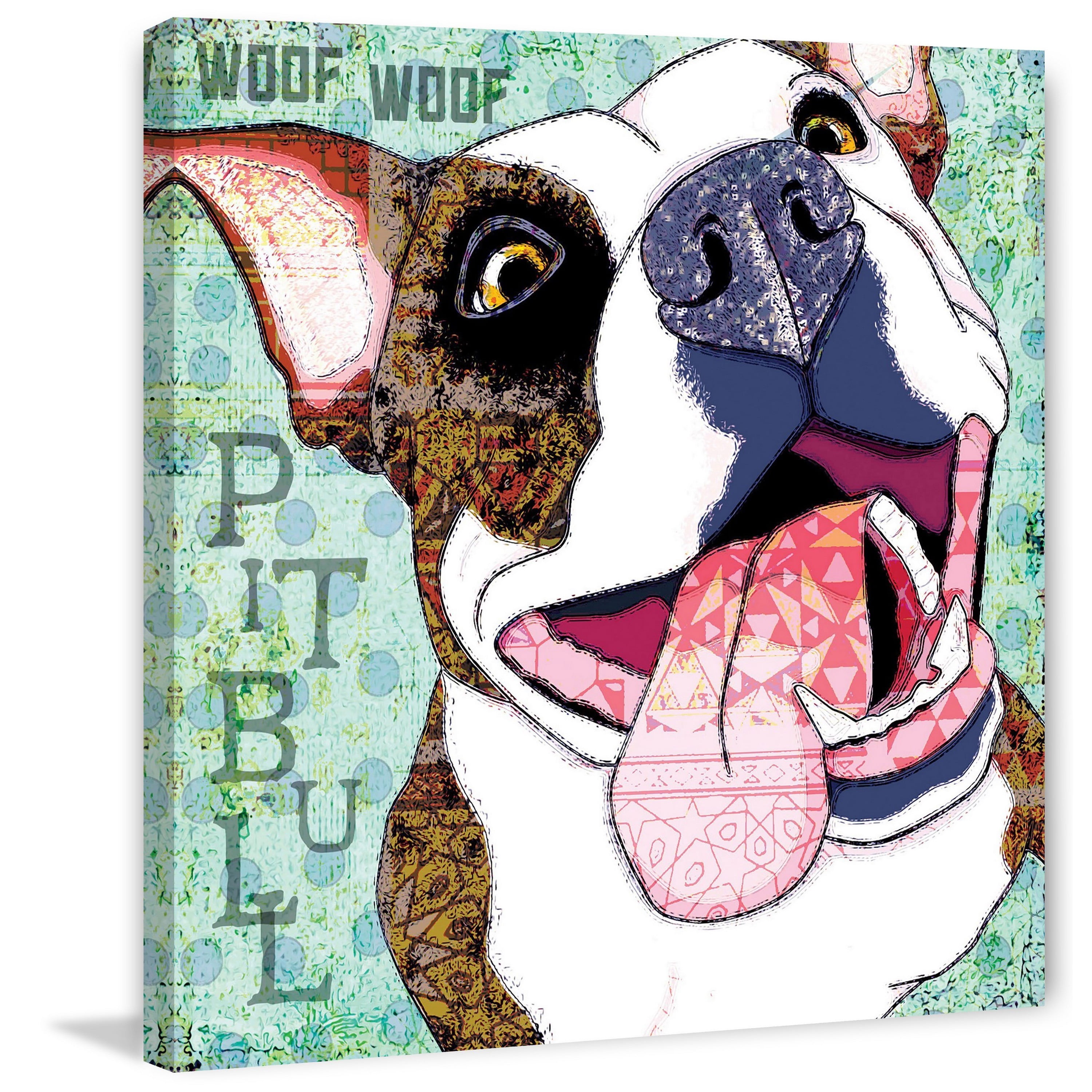 Marmont Hill - "Pitbull Pop Art" by Stephanie Gerace Painting Print on Wrapped Canvas