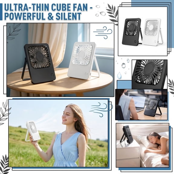 THOPBPRK Thin Desktop Square Fan with Integrated Handle Portable Personal Solution for Home Study Table and Outdoor Picnic Summer Device, 1Pcs Black