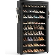 Shoe Rack with Covers - 10 Tiers Tall Shoe Rack Organizer Large Capacity Shoe Shelf Storage 40 Pairs Space Saving Vertical Shoe Storage Organizer for Closet, Entryway, Dorm, Bedroom