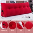 thumbnail image 4 of Large Filled Triangular Sofa Bed Back Cushion Positioning Support Backrest Pillows Reading Pillows with Removable Cover Red California King, 4 of 6