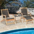 thumbnail image 5 of Costway 2PCS Patio Rattan Folding Lounge Chair Table Acacia Wood W/Retractable Footrest, 5 of 10