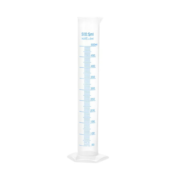 Uxcell Plastic Graduated Cylinder, 500ml Measuring Cylinder, 2-Sided Metric Marking, Clear Hex Base for Lab Home