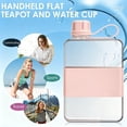 thumbnail image 3 of Flat Water Bottle with Handle 500 ml Flat Water Bottle BPA-Free Leak-Proof Slim Water Bottle for Travel Outdoor Fitness Sports Cycling Work School,Pink, 3 of 7