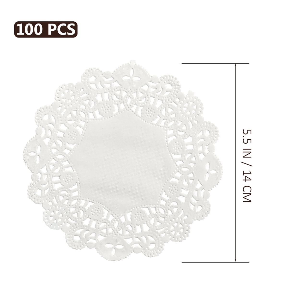 BESTONZON 100pcs Disposable Oil-absorbing White Lace Paper Doilies Cake Box Liner Packaging Paper Pad 5.5" (Random Pattern)
