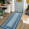 thumbnail image 3 of ZACOO 2' x 6' Braided Printed Runner Rug Low Pile Non-Shedding Carpet for Bedroom Bedside Laundry Kitchen Blue, 3 of 7