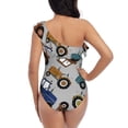 thumbnail image 5 of Sikiie Color Tractor Print Women One Piece Swimsuits Tummy Control One Shoulder Bathing Suits Ruffle Swimwear, From S to XXL-Small, 5 of 6