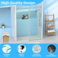 thumbnail image 5 of Garvee 56-60" W x 75" H Sliding Shower Door, Frameless Glass Shower Door with 5/16" (8mm) Clear Tempered Glass, Explosion-Proof Film, Pull Handle, Stainless Steel Hardware, Brush Sliver Finished, 5 of 8