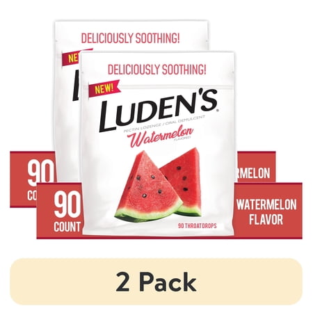 (2 pack) Luden's Sore Throat Drops, for Minor Sore Throat Relief, Watermelon Throat Remedy, 90 Ct