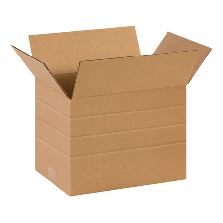 The Packaging Wholesalers Multi-Depth Corrugated Boxes 14" x 10" x 10" Kraft 25/Bundle BS141010MD