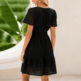 thumbnail image 7 of SOMER Women's Summer Dresses A-Line Mini Dress V Neck Short Sleeve Hollow Out Lace Ruffle Boho Beach Dress Black, 7 of 7