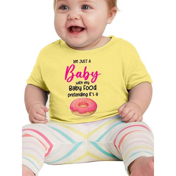 Just A Baby With Baby Food T-Shirt Infant -Smartprints Designs,  18 Months