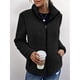 thumbnail image 3 of Abrigo de Piel Sintética para Mujer, Larga, Cuello Alto, Cremallera, Forro , Informal, Moderno Negro L, 3 of 6