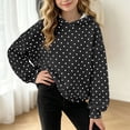 thumbnail image 4 of Girls' Polka‑Dot Print Pullover Hoodie, Long Sleeve Oversized Kids Hooded Sweatshirt, Casual Loose‑Fit for School Wear, Playdates Chilly‑Day Activities Black 130, 4 of 8