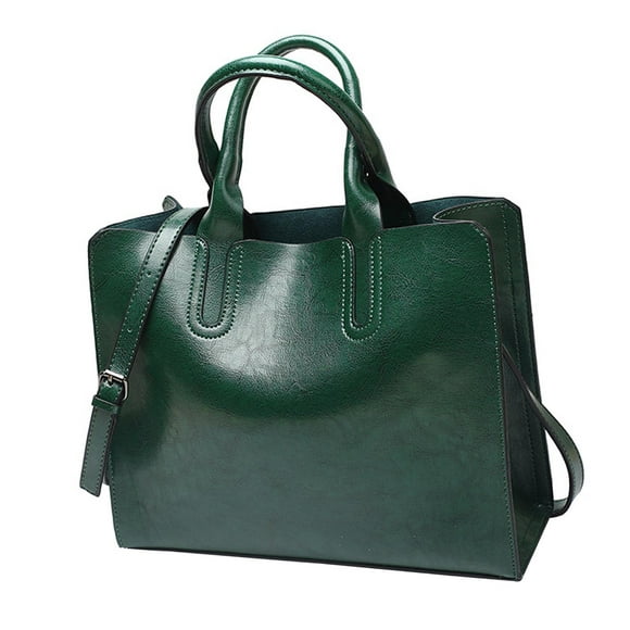 Elegant Womens Leather Handbag Zipper Closure Wallet Large Capacity Tote Bag Green