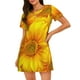 thumbnail image 1 of Balery 3D Sunflowers Camisón de manga corta con cuello redondo para mujer, cómodo y elegante., 1 of 6