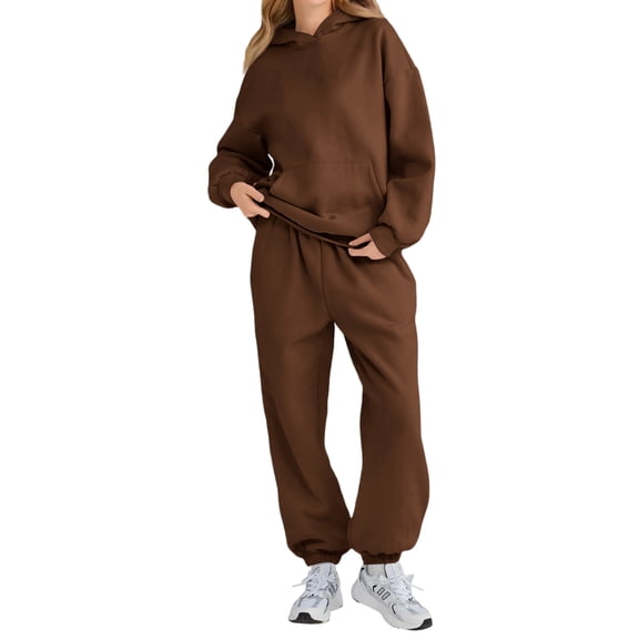 Womens 2 Piece Outfits Matching Sets Sweatsuit Hoodie Oversized Sweatshirts with Sweatpants Tracksuits Fall Outfits Coffee XL