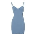 thumbnail image 5 of Women Dresses Plus Solid Sling Sexy Sleeveless Dresses Fashion Dresses Sky Blue Trendy Skirt Size L, 5 of 7