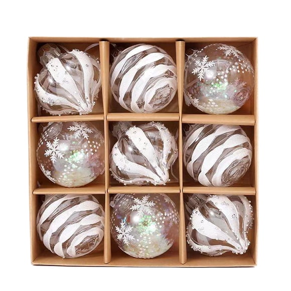 Wosthever Juego de 9 adornos navideños brillantes para proyectos de manualidades y decoraciones para árboles de Navidad Kits de decoración para fiestas Blanco