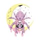 thumbnail image 2 of Camiseta de manga corta para mujer transpirable Moda de veranoWomen's Fashion Casual Round Neck Short Sleeve T-Shirt, Geometric Moon Spider Skull Print, Polyester, Stretch Knit Fabric, Comfortable S, 2 of 6