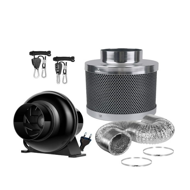 4 Inch Inline Duct Ventilation Fan Circulation Vent Blower Air Purify Carbon Filter Combo Odor Control Grow Tent Kits ,Fast Wind Speed