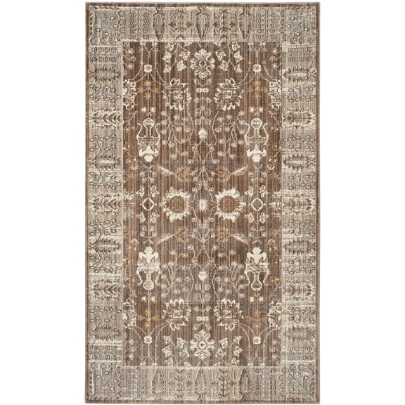 SAFAVIEH Valencia Euanthe Oriental Polyester Area Rug, Brown/Beige, 3' x 5'