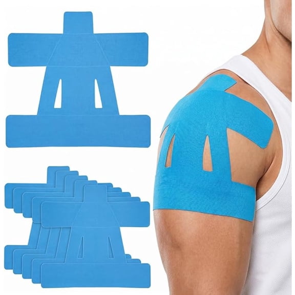 Pre-cut Shoulder Kinesiology Tape, Waterproof Elastic Athletic Sports Support Sticker for Shoulder Joint Pain Relief, Basketball Gym Injury Recovery, No Manual Cutting Needed