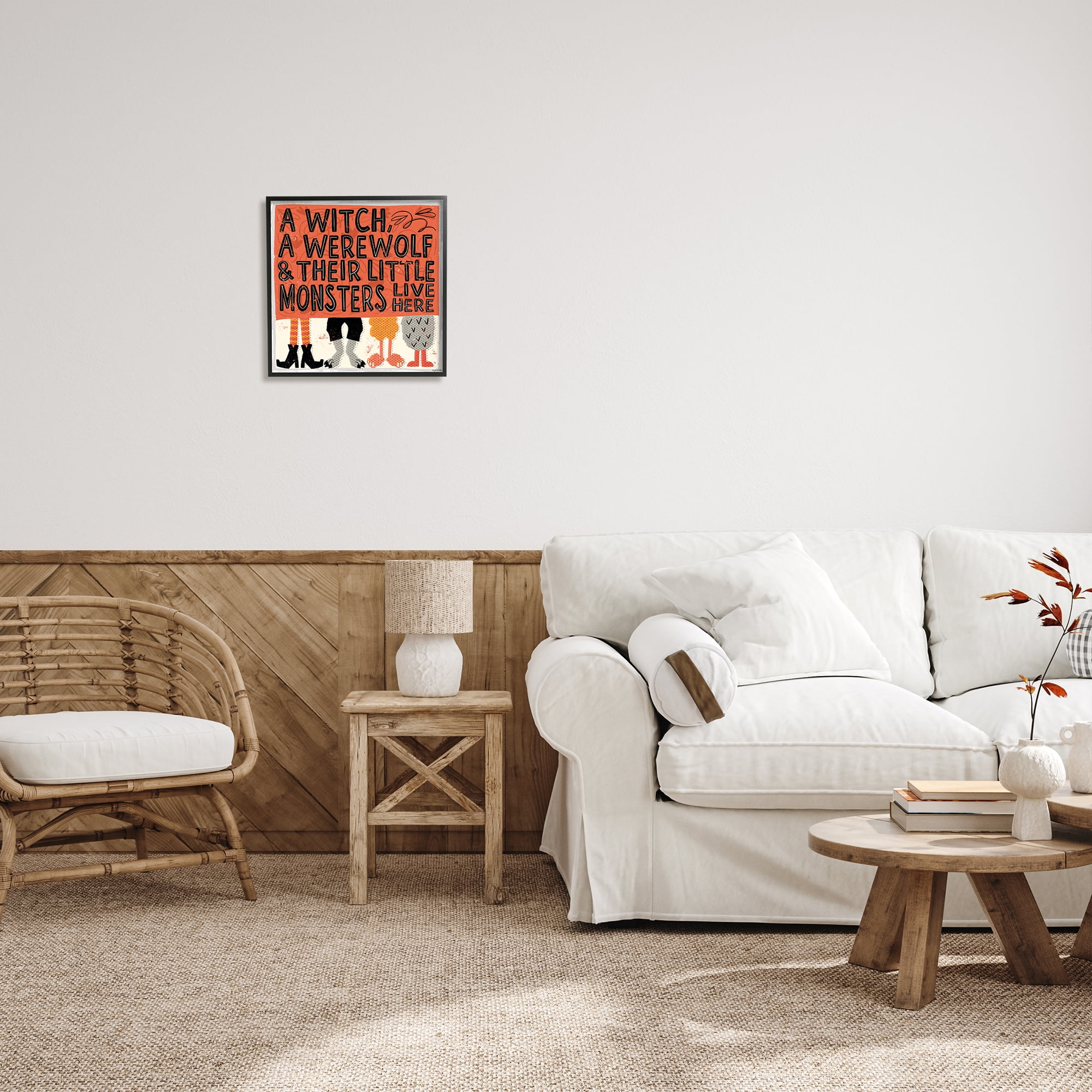 Stupell Industries Witch Werewolf Little Monsters Live Here Halloween Family, 17 x 30, Design by Kyra Brown