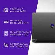 Alienware 15.3 WUXGA 165Hz Gaming Laptop Intel Core 7 240H (Beats i7-13650HX) NVIDIA GeForce RTX 4050 16GB DDR5 RAM 1TB SSD Wi-Fi 6 HDMI 2.1 RJ-45 Backlit KB Webcam Windows 11 Home Black