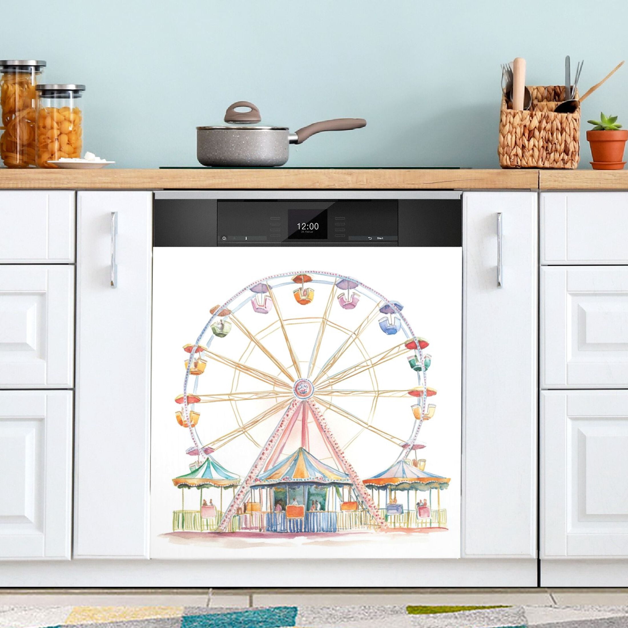 Dishwasher Magnetic Sticker 23x26 Inch Refrigerator Magnetic Sticker Washing Machine Magnetic Sticker Kitchen Panel Magnetic Sticker Home Decor Beautiful Ferris Wheel