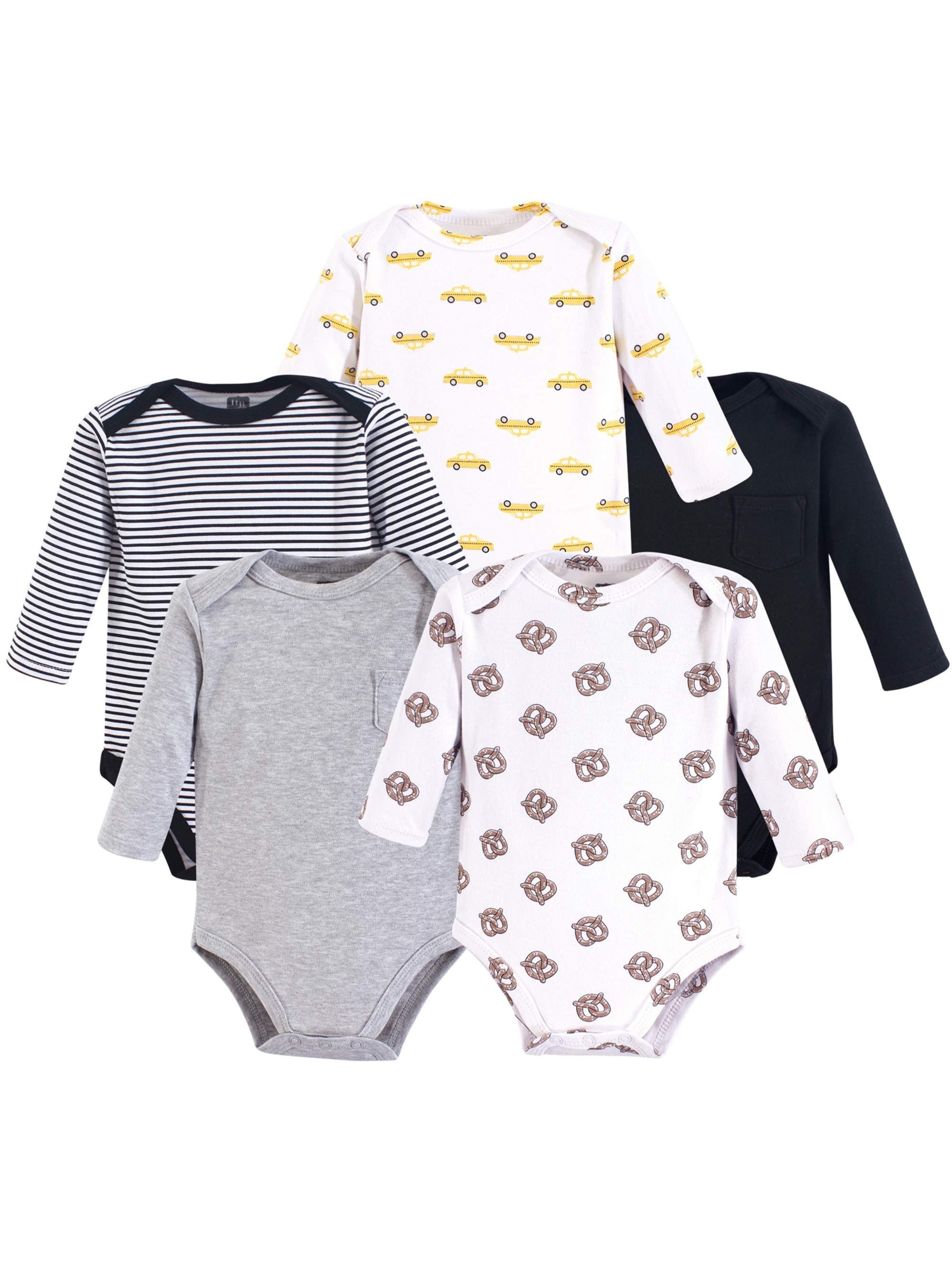 5-Pack Hudson Baby Boy Long-Sleeve Bodysuits Perfect Gentleman