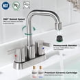 thumbnail image 2 of PARLOS Centerset Two-Handle Bathroom Sink Faucet with Metal Drain Assembly and Supply Hose, Brushed Nickel, 2 of 6
