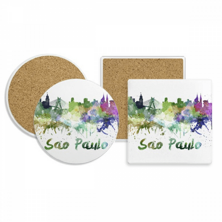 

Sao Paula Brazil City Watercolor Coaster Cup Mug Holder Absorbent Stone Cork Base Set
