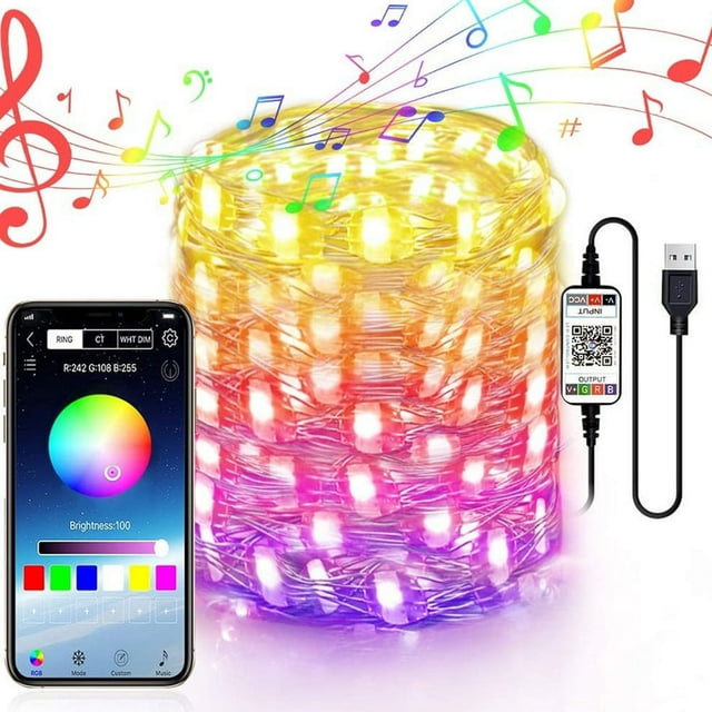 Halloween Decorations Clearance Sale Bluetooth Light String Mobile Phone APP Copper Wire Light String Remote Control