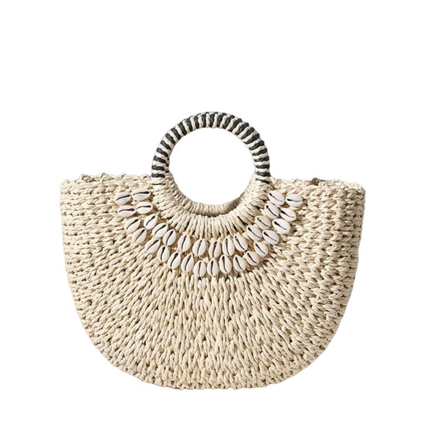 Bolso de mano Minnieouse de mimbre media luna Beige