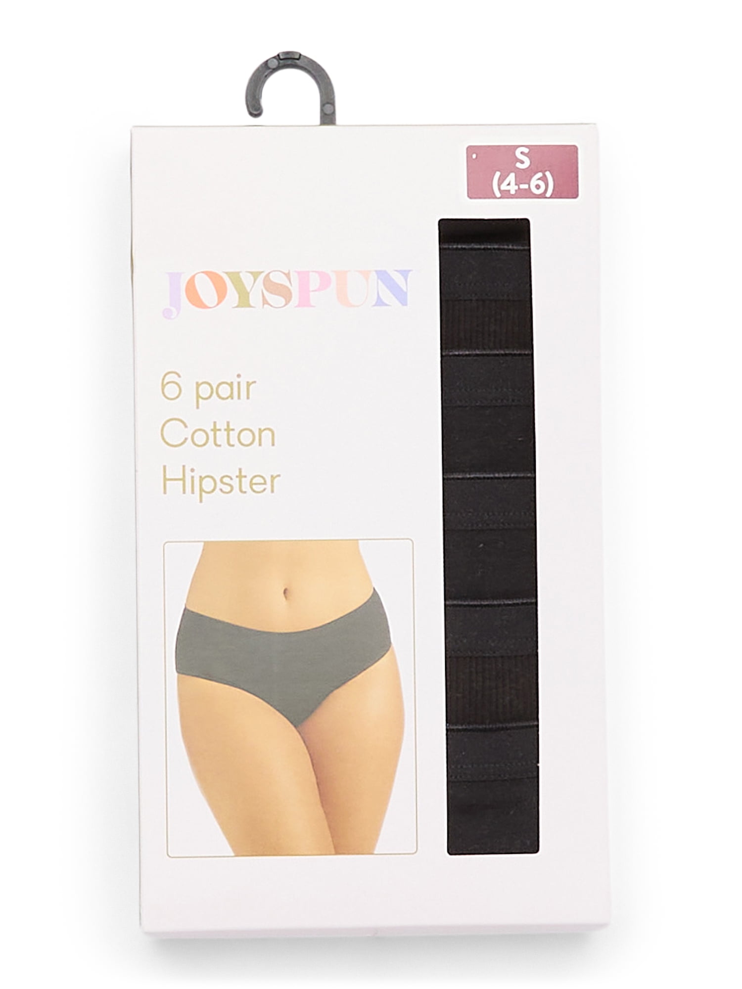 Joyspun Women's Cotton Hipster Panties, 6-Pack, Sizes S-3XL