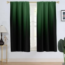 Green and Black Window Curtain Ombre Abstract Striped Mens Gothic Art Aesthetic Unique Simple Modern Boho Boys Living Room Bedroom Window Drapes Treatment Fabric 1 Pair, 42" W x 63" L, Gradient