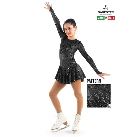 Sagester # 150 / Italy Hand-Made/Figure Ice Skating Dress, Roller Skating Black Adults Size: