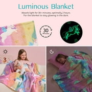 Joyfy Glow in The Dark Blanket Unicorn Gifts for Girls 50 x 60 Soft Cozy Flannel Kids Throw Blanket