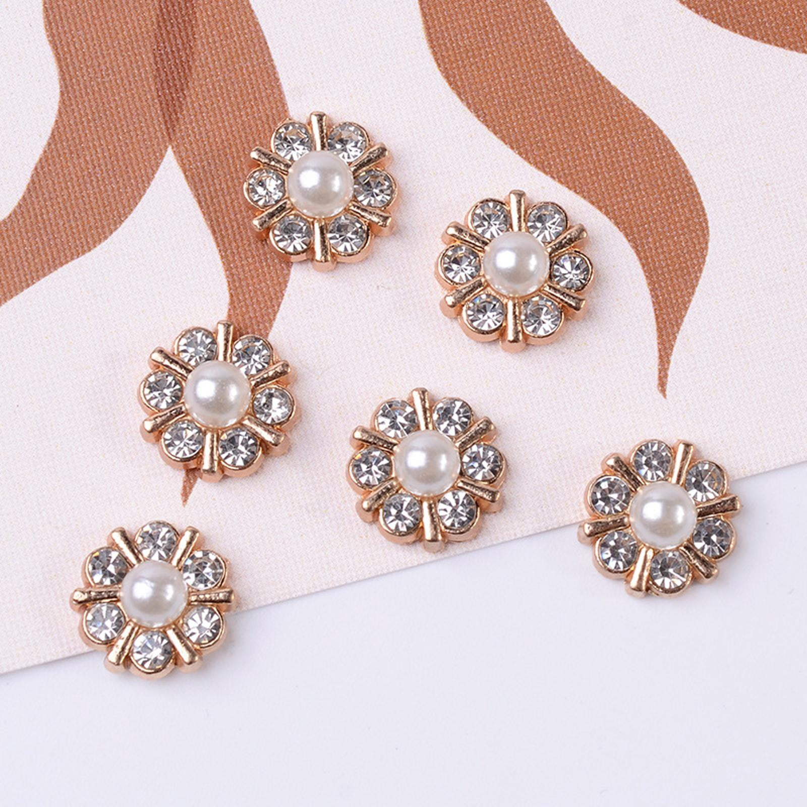 5pcs Round Flower Shape Pearl Rhinestone Buttons Sew on Rhinestone Applique  For DIY Jewelry Bags Decoration - AliExpress