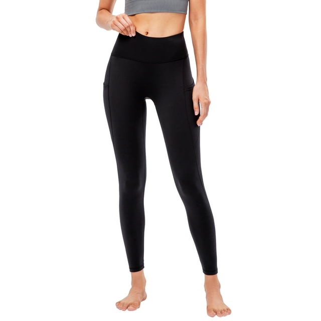 Women Fleece Yoga Pants with Pockets Wide Waistband Running Workout