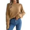 thumbnail image 3 of Warm and Stylish Sweater for Women Long Sleeve ‌Knitted Top for Autumn & Winter Chic Casual Pullover Knitted Top Khaki M, 3 of 9