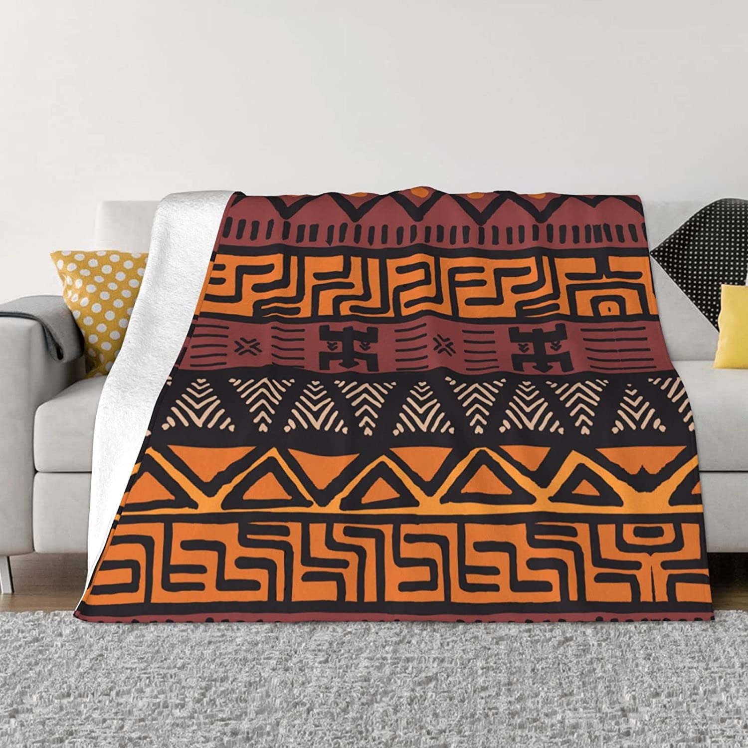 GDAKE African Mud Cloth Tribal Print Blanket Flannel Fleece Throw Blanket Gifts for Bed Couch