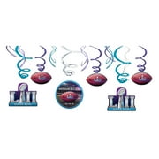 amscan 2018 Super Bowl LII 52 Football Party Swirls 26" Plastic Hanging Whirls, 12 CT, Blue