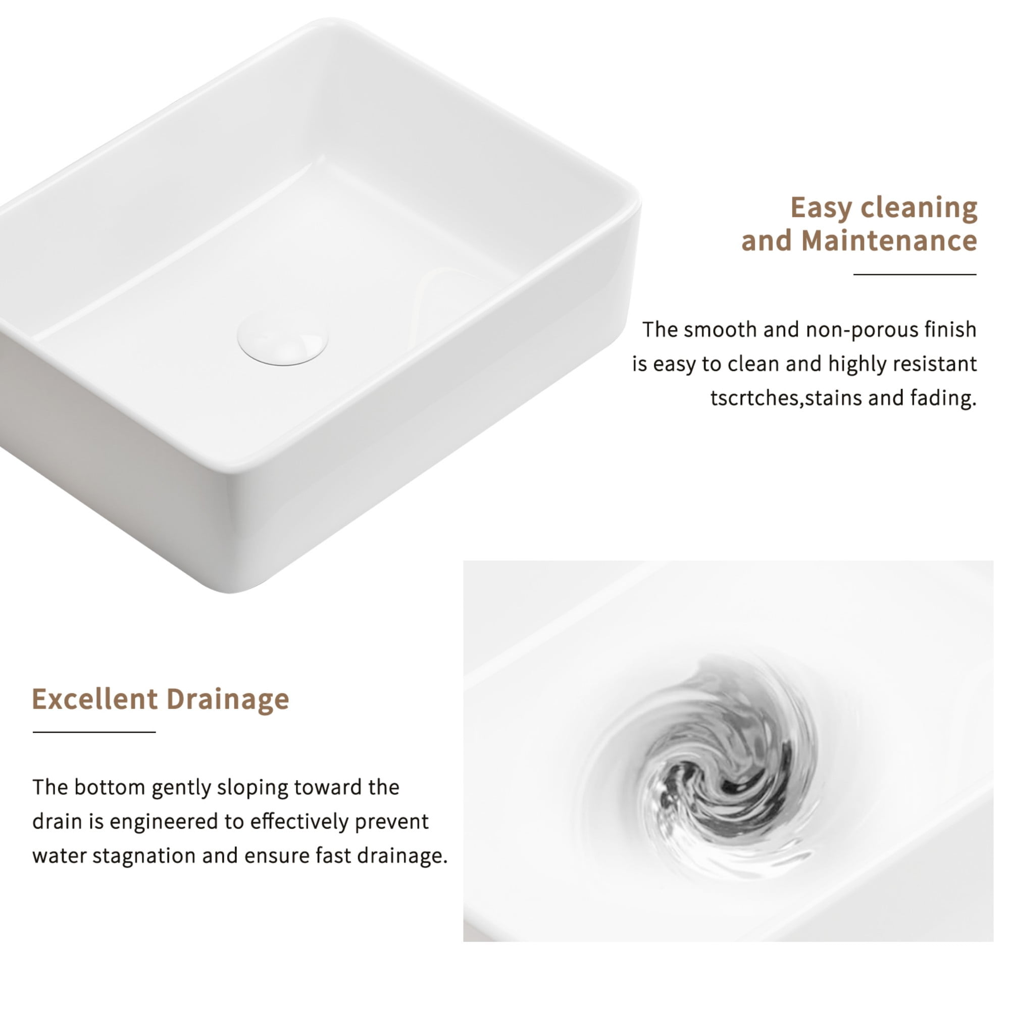 Bathroom Vessel Sink,Small Sink Above Counter,White Porcelain Ceramic,Bathroom Vanity Sink,Rectangle 02
