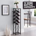 thumbnail image 5 of Kings Brand Furniture Pewter Metal Wine Rack – Freestanding Storage Tower with Glass Top Shelf, Holds 13 Bottles, 5 of 9