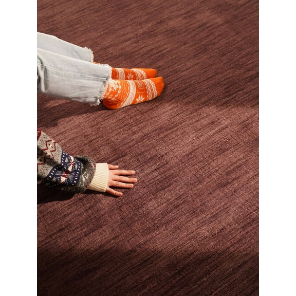 Rugsotic Carpets Handmade Rugs Hand Knotted Loom Rectangle 5'x8' Purple Wool for Indoor Use